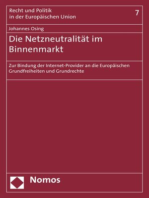 cover image of Die Netzneutralität im Binnenmarkt